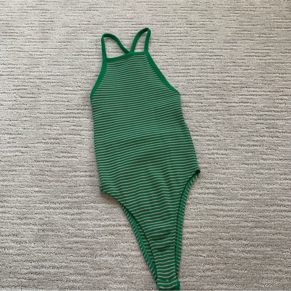 Zara Pink & Green Striped Bodysuit - Picture 4 of 7
